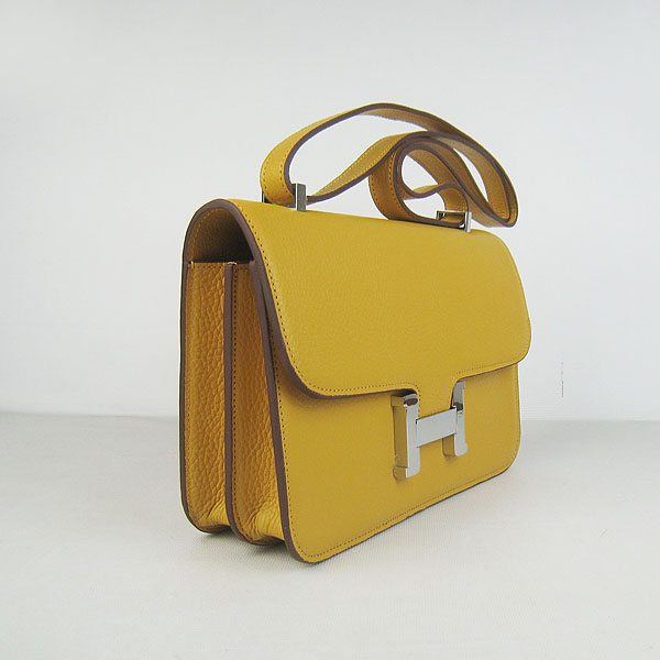 7A Hermes Constance Togo Leather Single Bag Yellow Silver Hardware H020